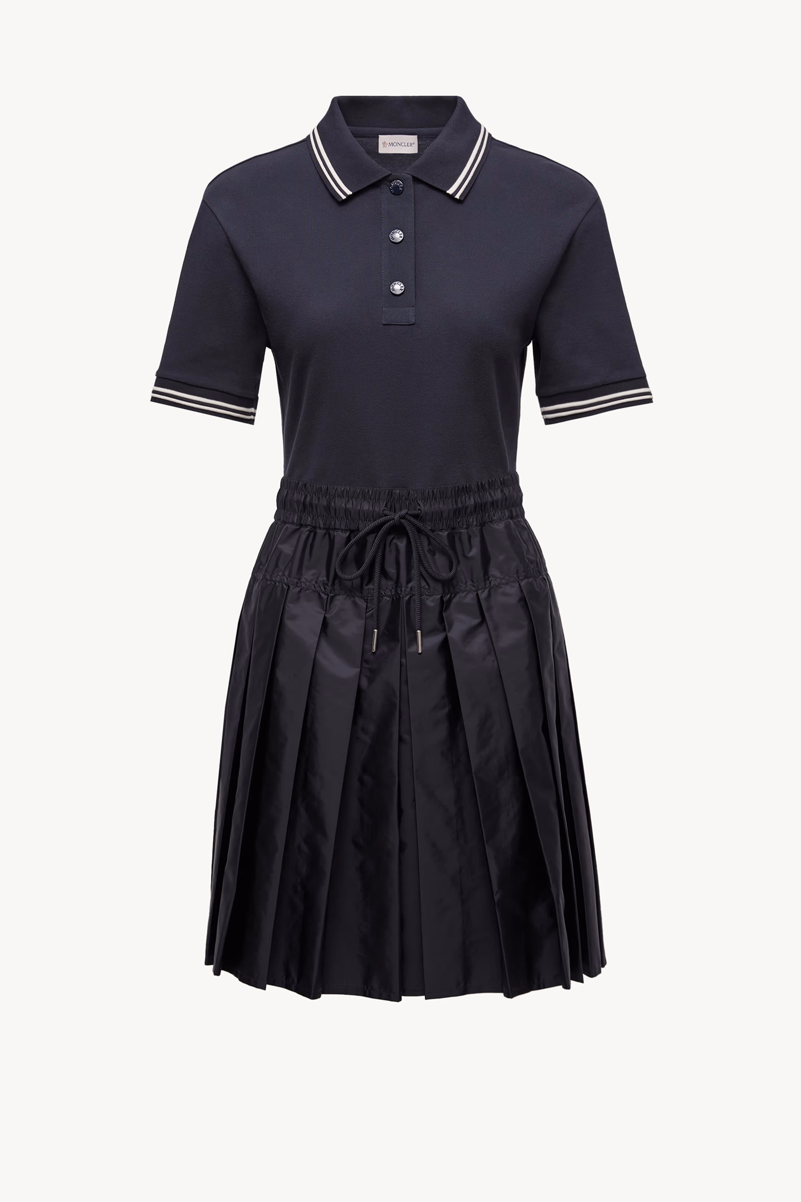 Cotton Piquet Polo Shirt Dress Women Navy Blue Moncler 2